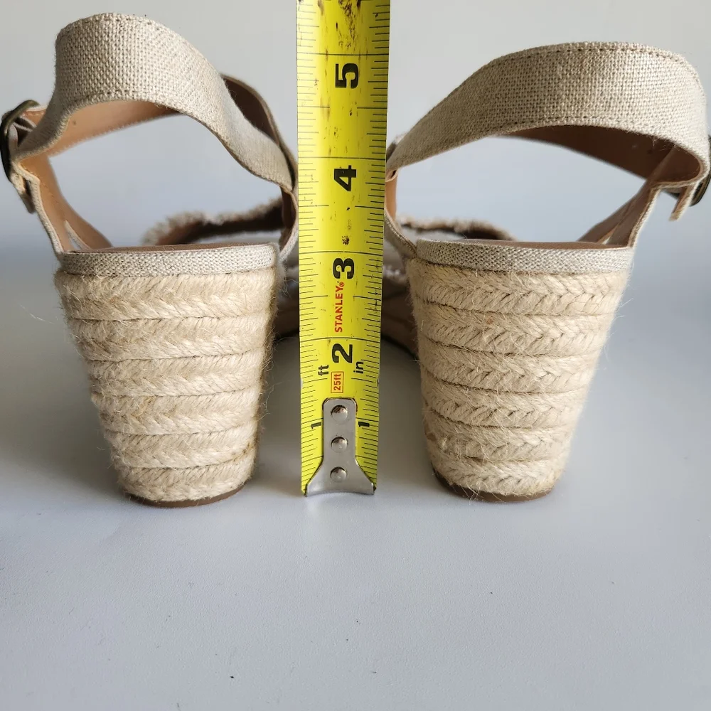 Lucky Brand Mindra Espadrille Wedge Sandal Size 12 Natural Frayed